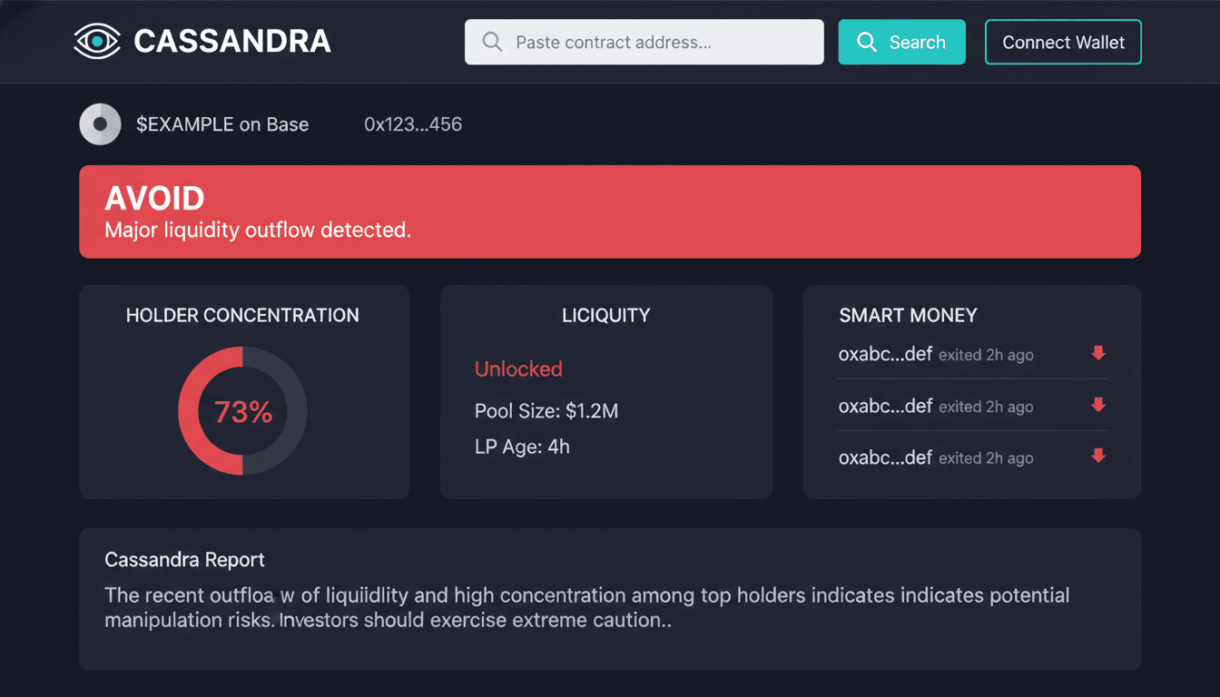 Cassandra dashboard — EXIT verdict triggered